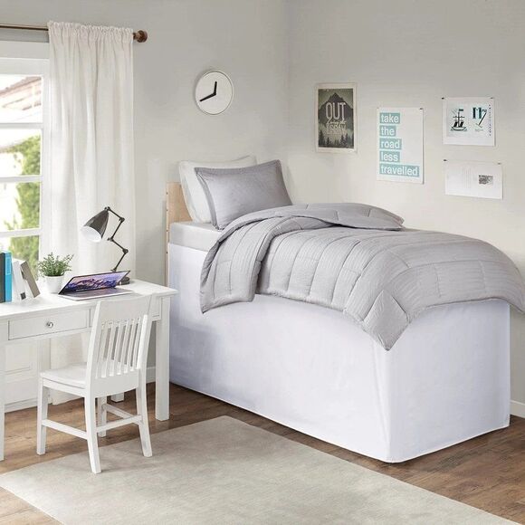 Intelligent Design Extended Ultra Soft Drop 36" Dorm Bedskirt, Twin-XL, White - Picture 1 of 4